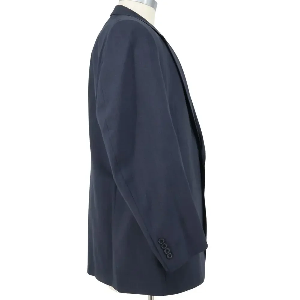 Jos A Bank Sport Coat Mens 50R Blue Wool Jacket Lined Blazer Micro Plaid Career